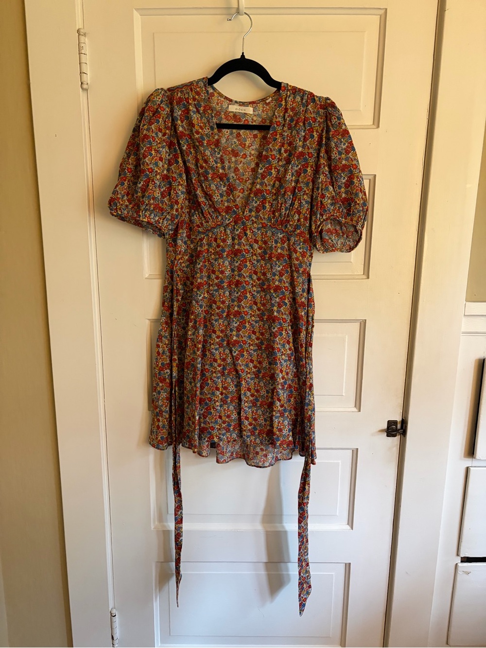 Doen Mini Dress in Red, Blue, and Cream Floral